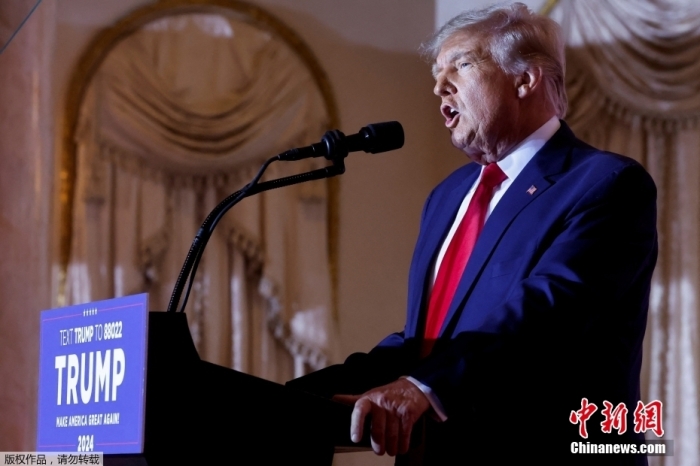 當(dāng)?shù)貢r(shí)間2022年11月15日，美國前總統(tǒng)特朗普在佛羅里達(dá)州海湖莊園發(fā)表演講，正式宣布將參加2024年美國總統(tǒng)大選。據(jù)美媒報(bào)道，特朗普已正式提交文件加入2024年總統(tǒng)競(jìng)選。這是特朗普第三次發(fā)起美國總統(tǒng)競(jìng)選活動(dòng)。