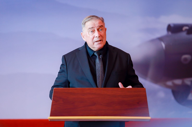 2023年10月30日，美中航空遺產(chǎn)基金會(huì)主席杰弗里·格林在中國人民抗日戰(zhàn)爭紀(jì)念館的活動(dòng)中發(fā)表講話。中國人民對外友好協(xié)會(huì)供圖