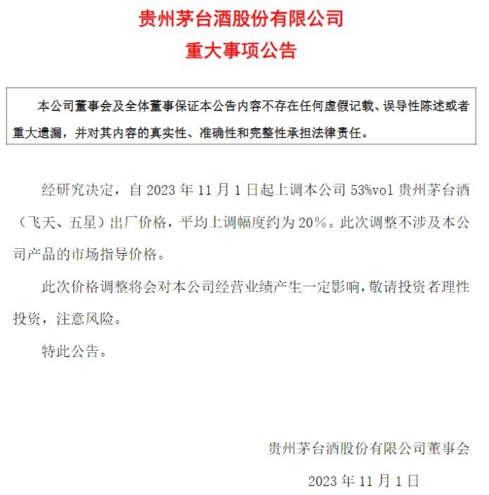貴州茅臺公告截圖。