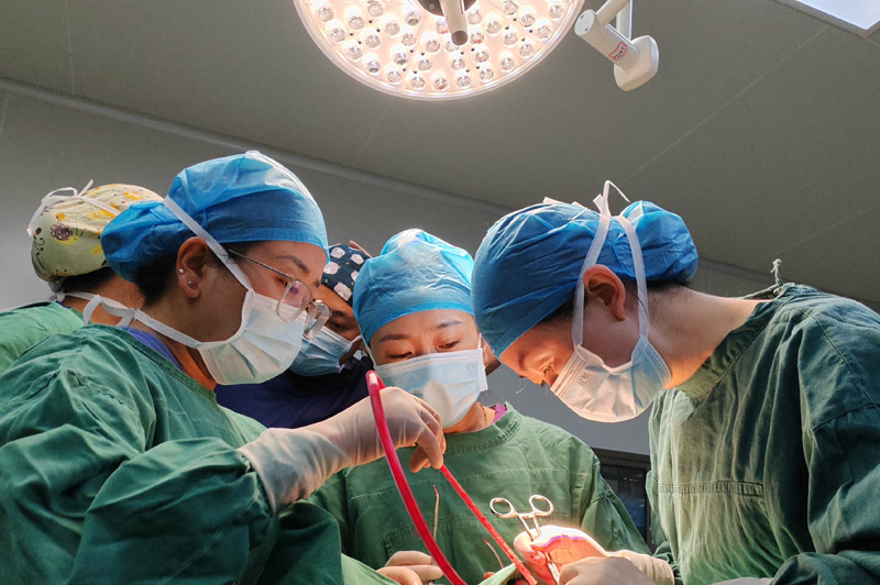 援藏隊員開展手術(shù)。