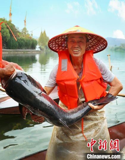 工作人員展示捕撈成果。　主辦方供圖