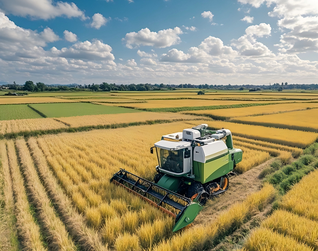 河南省信陽(yáng)市羅山縣水稻種植戶抓住有利天氣搶收水稻。黃錢錢攝