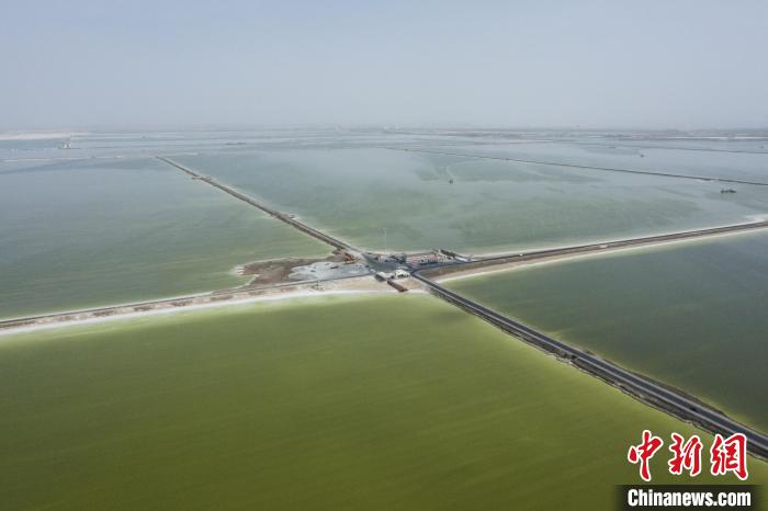 航拍春日的察爾汗鹽湖?！●R銘言 攝