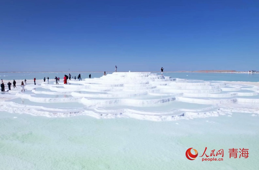 察爾汗鹽湖的大鹽花。人民網(wǎng)記者 甘海瓊攝