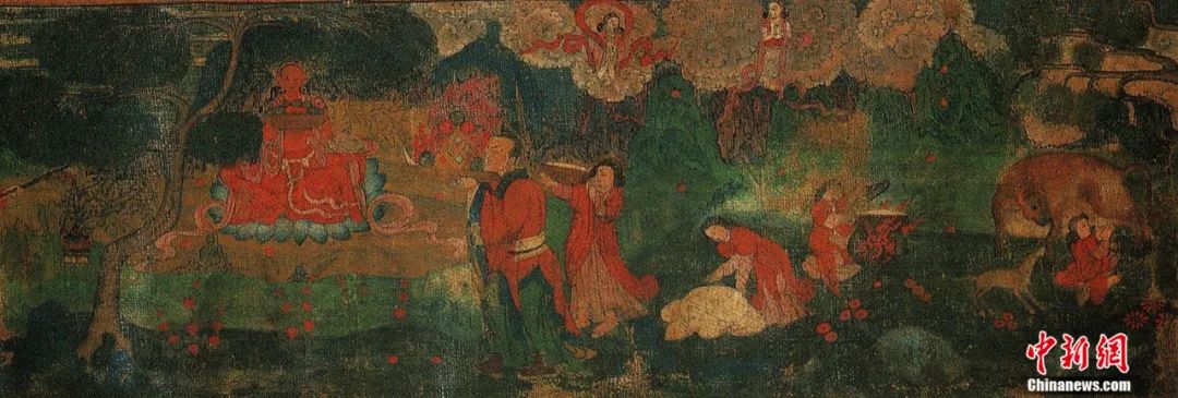 14世紀(jì)唐卡卷軸畫《女神》局部。<a target='_blank' href='/'><p  align=