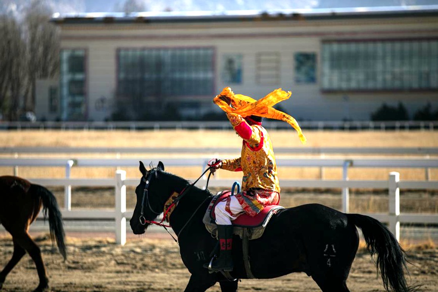 藏歷新年，精彩的馬術(shù)表演。張靜攝