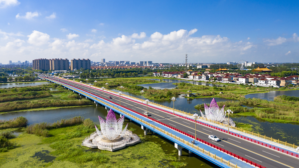 從興化城區(qū)長安路延伸至菜花大道的“千垛美路”。周社根攝